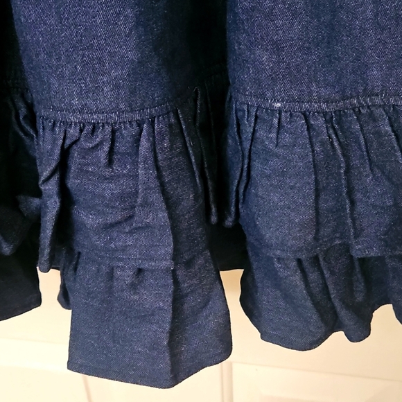 Eleanor Rose Lacey Dress Denim 100% Cotton Tiered Ruffle Hem Sz 8-10 - Picture 3 of 8